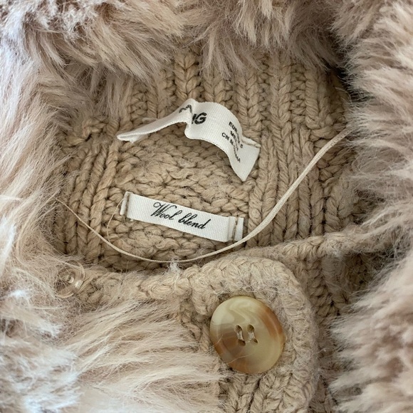 Mango MNG wool blend  COZY  BEIGE cardigan - Picture 7 of 12